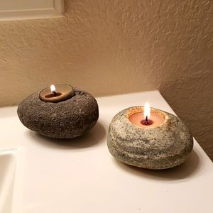 Stone tealight candle holders